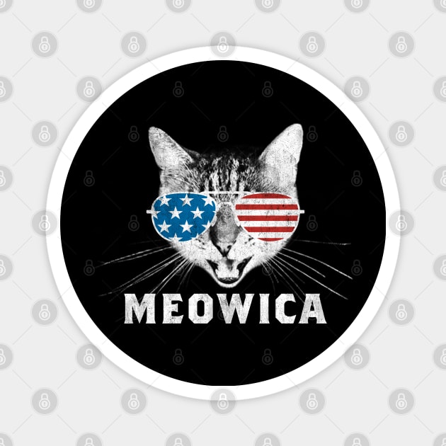 Meowica USA American Flag Cat Magnet by Tingsy